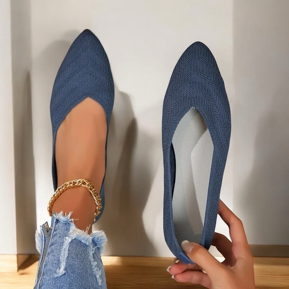 Breathable Mesh Slip On Lightweight and Comfortable Flat Shoes Blue size 10.5